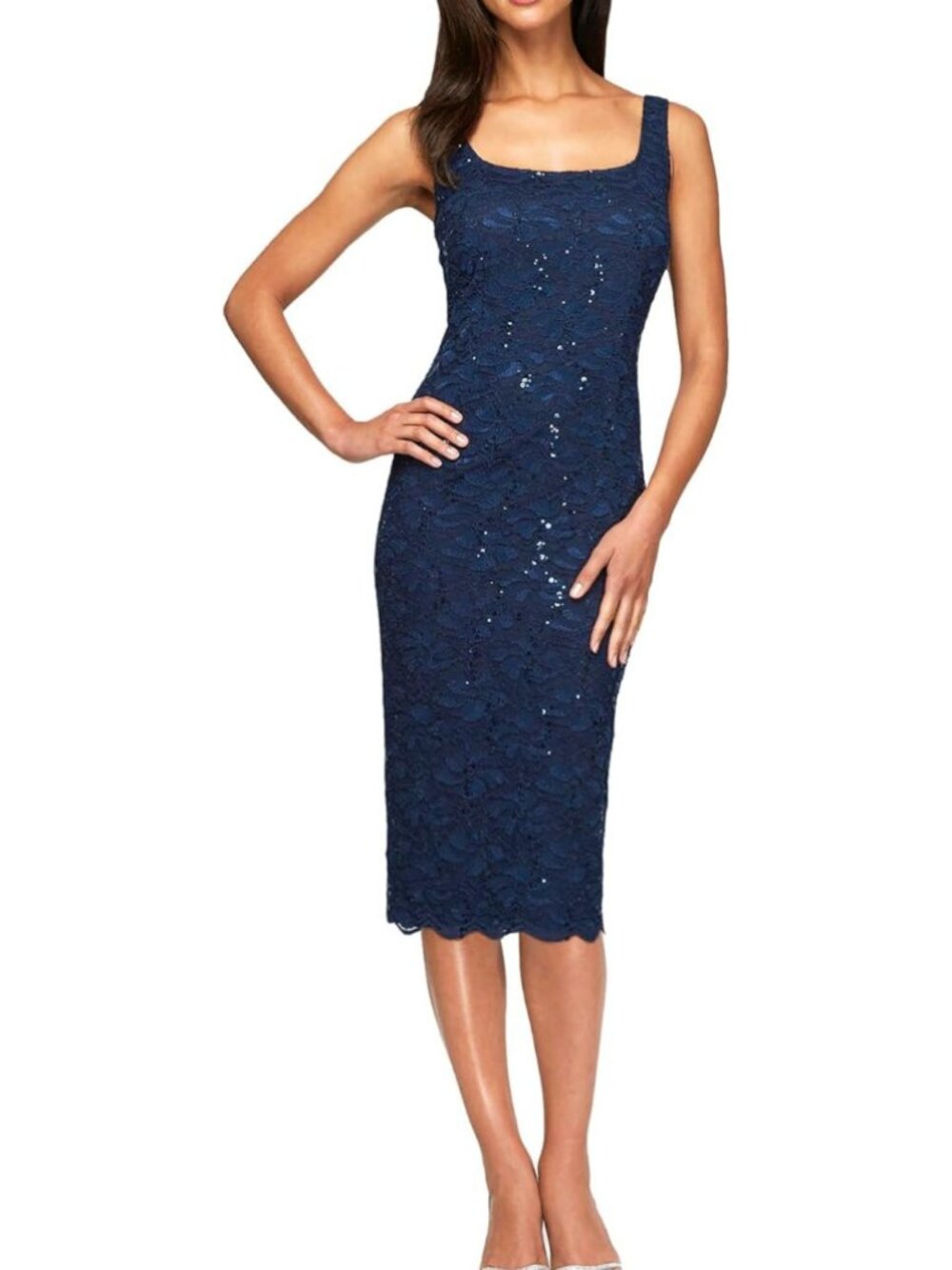 ✨Alex Evenings Women's Shift Dress Navy 14 NWT